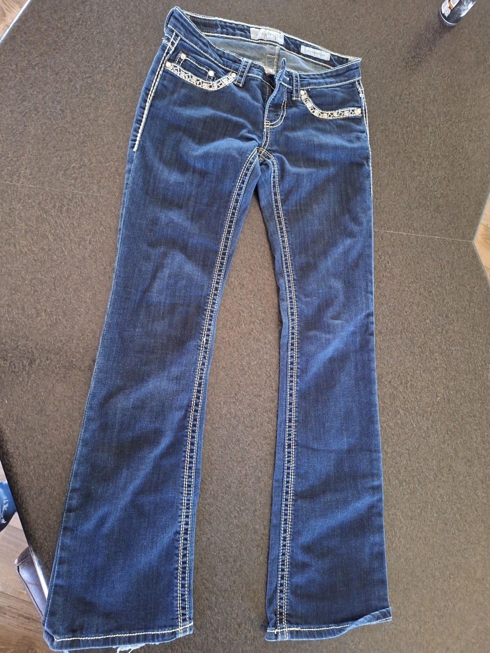 Daytrip Dark Blue Bootcut Jeans with Contrast Stitching